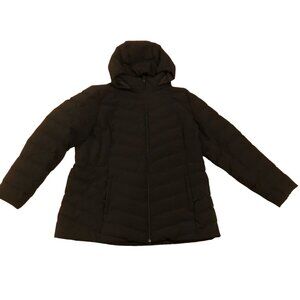 32 Degrees Heat Mens Puffer Jacket XL Black Polyester & Nylon Removable Hood